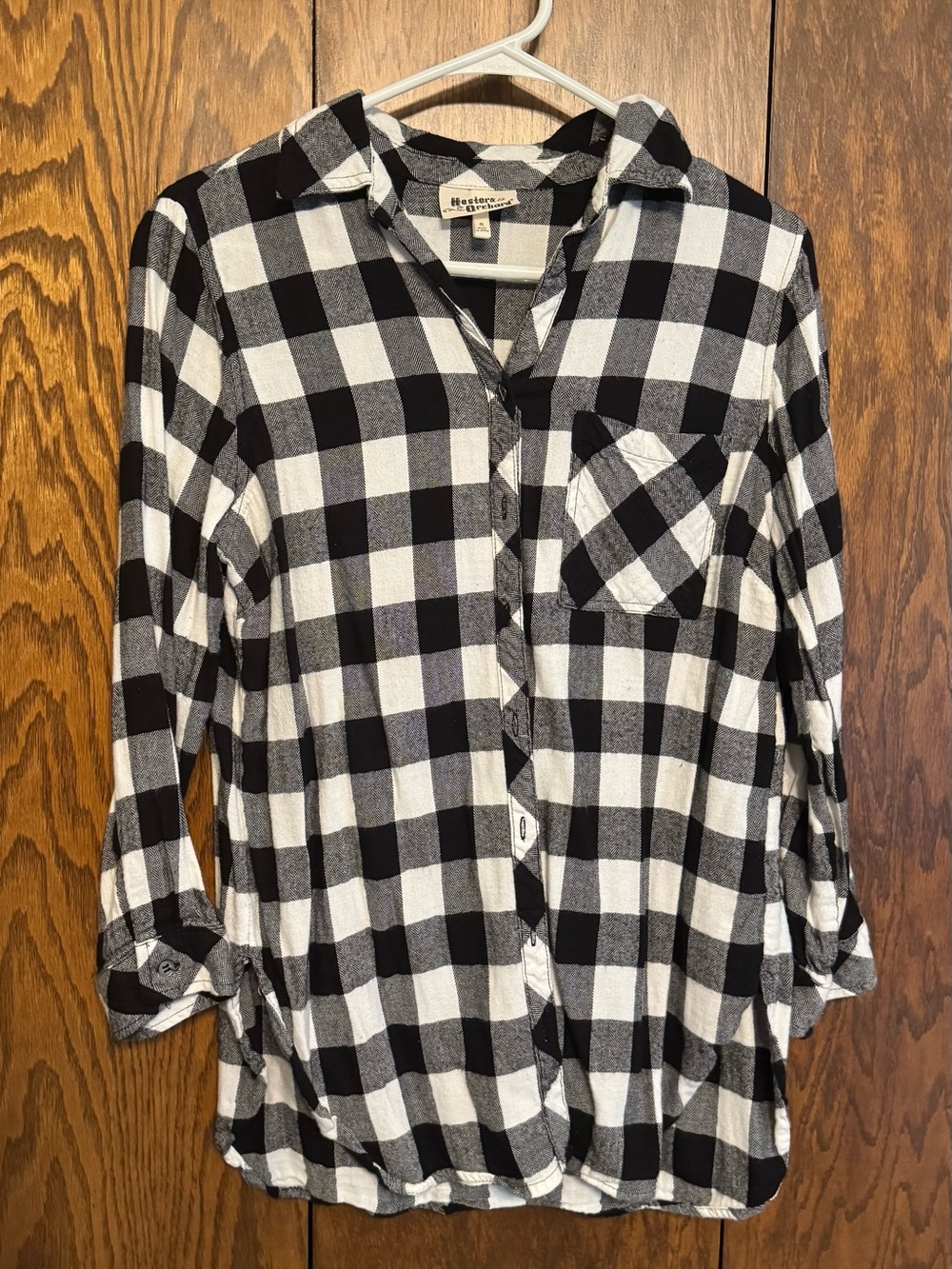 Women’s Black and White Buffalo Plaid Button-Down Shirt